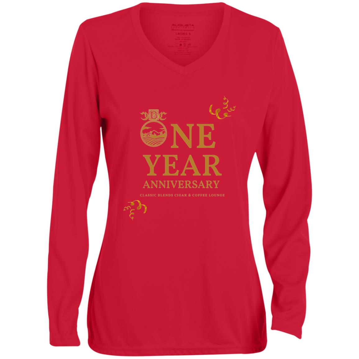 1788 Ladies' Moisture-Wicking Long Sleeve V-Neck Tee