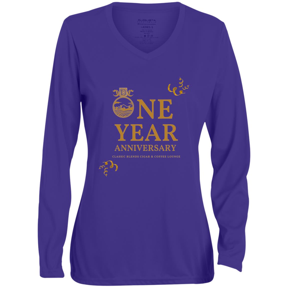 1788 Ladies' Moisture-Wicking Long Sleeve V-Neck Tee