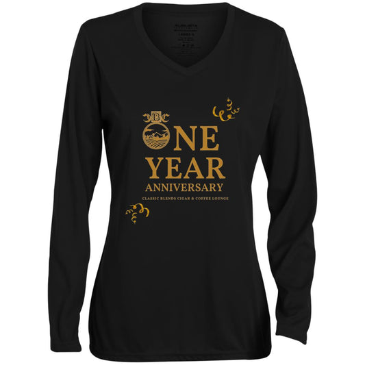 1788 Ladies' Moisture-Wicking Long Sleeve V-Neck Tee