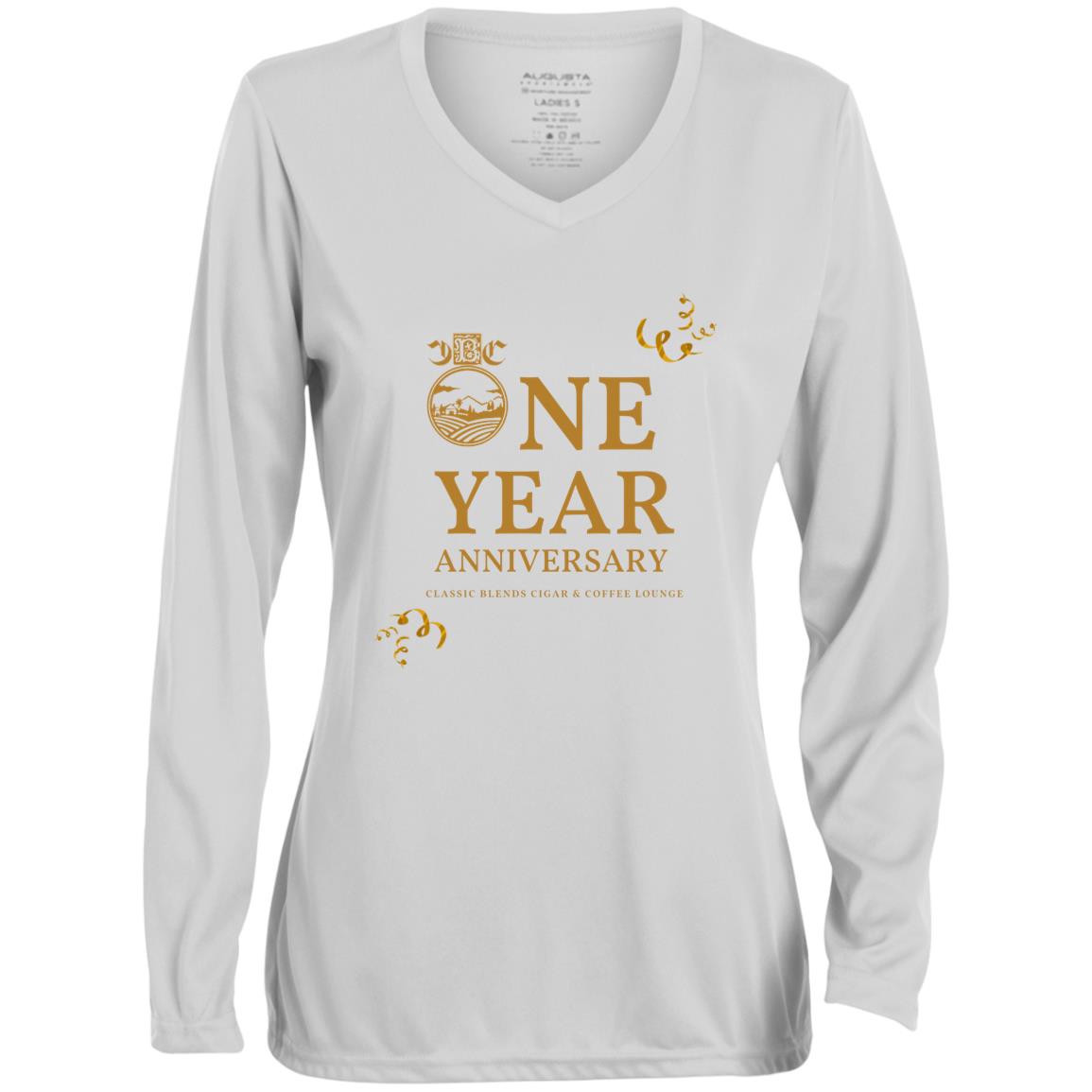 1788 Ladies' Moisture-Wicking Long Sleeve V-Neck Tee